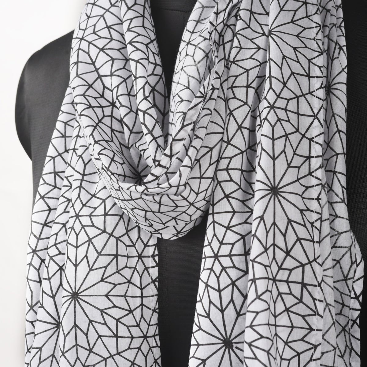 Black and white moroccan print Spring Summer Scarf, Gifts For Her, boho scarf