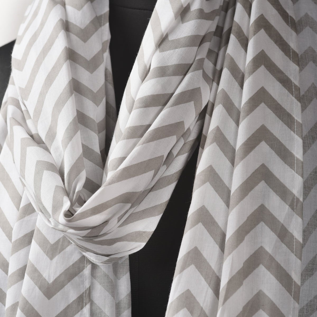 Grey chevron print Summer Scarf, Gifts For Her, boho scarf