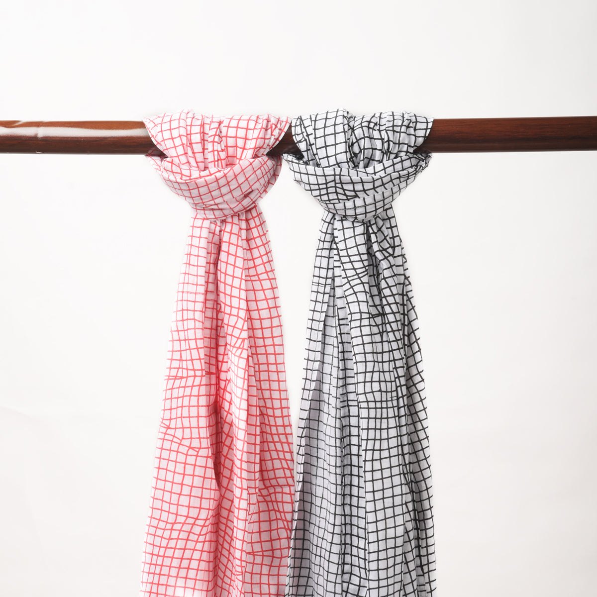 Black and white check print Spring Summer Scarf, Gifts For Her, boho scarf