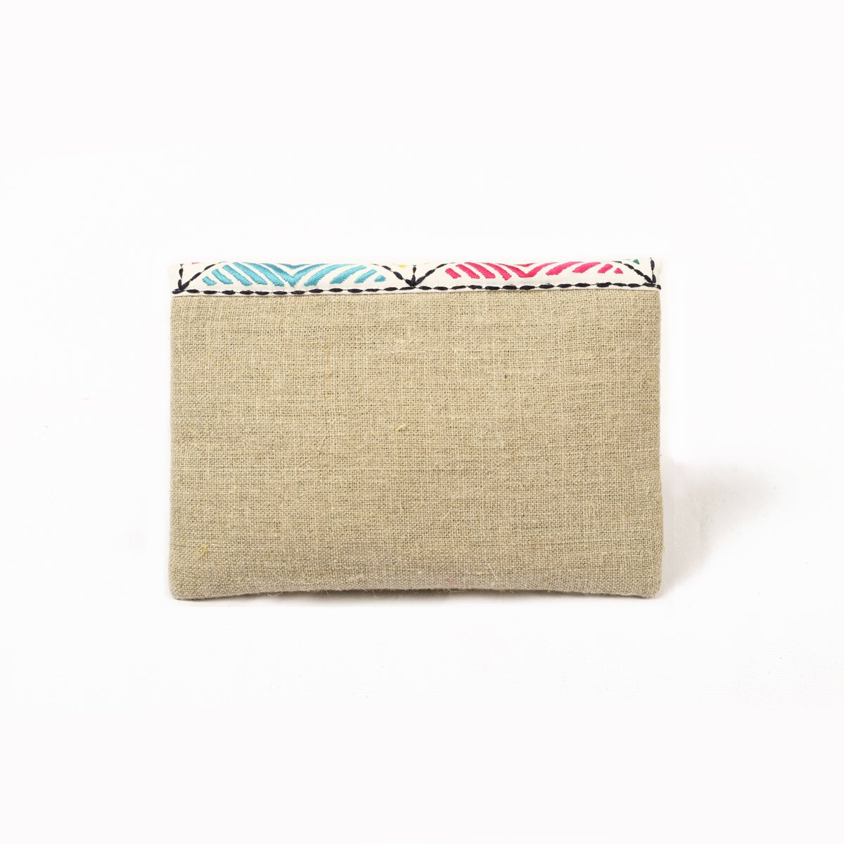 Banjara Foldover clutch, linen fabric handbag, embroidered boho bag