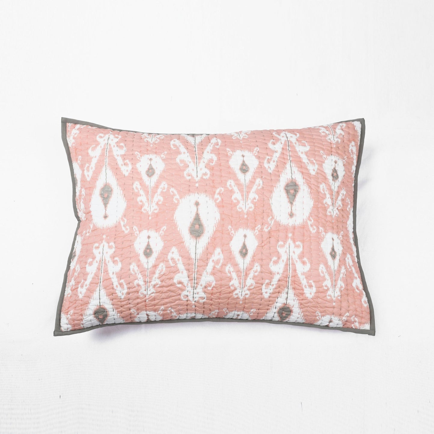 CORAL IKAT print Kantha quilted bed set - Sizes available