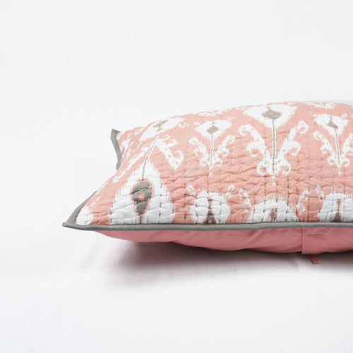 CORAL IKAT print Kantha quilted Pillow cases, sizes available.