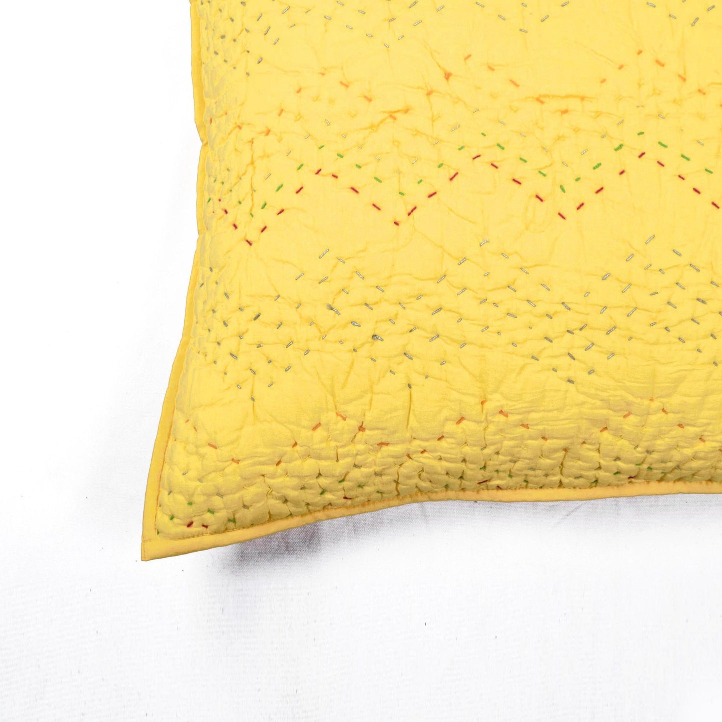 YELLOW Kantha quilt - chevron pattern quilting - Quilt set / Quilt / Pillow case available