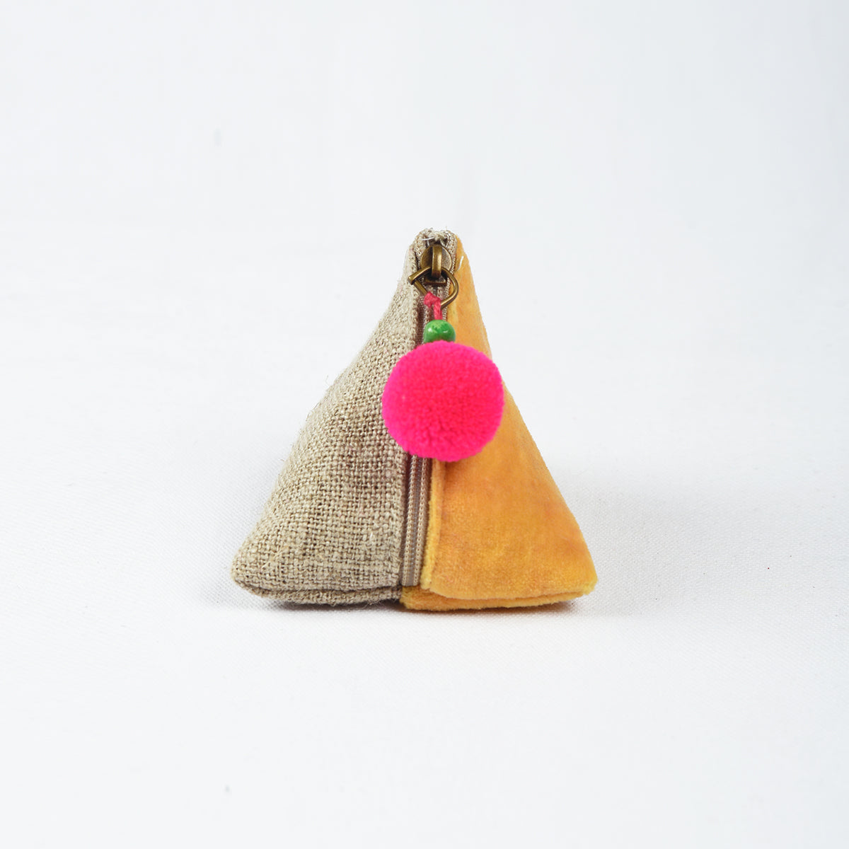 Yellow Fabric paper weight - velvet and linen fabric