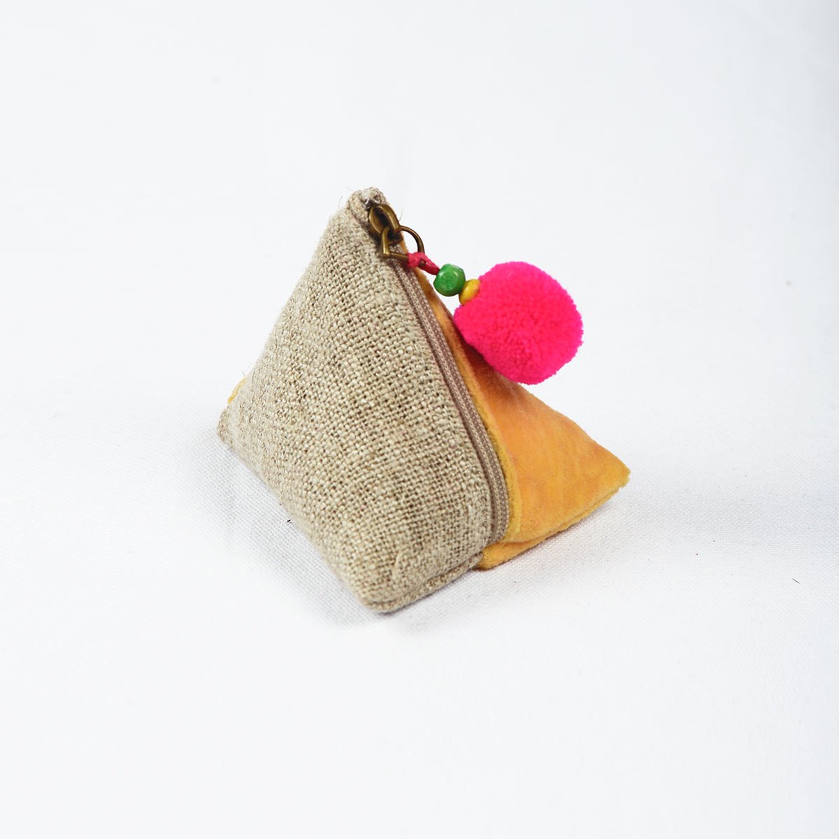 Yellow Fabric paper weight - velvet and linen fabric