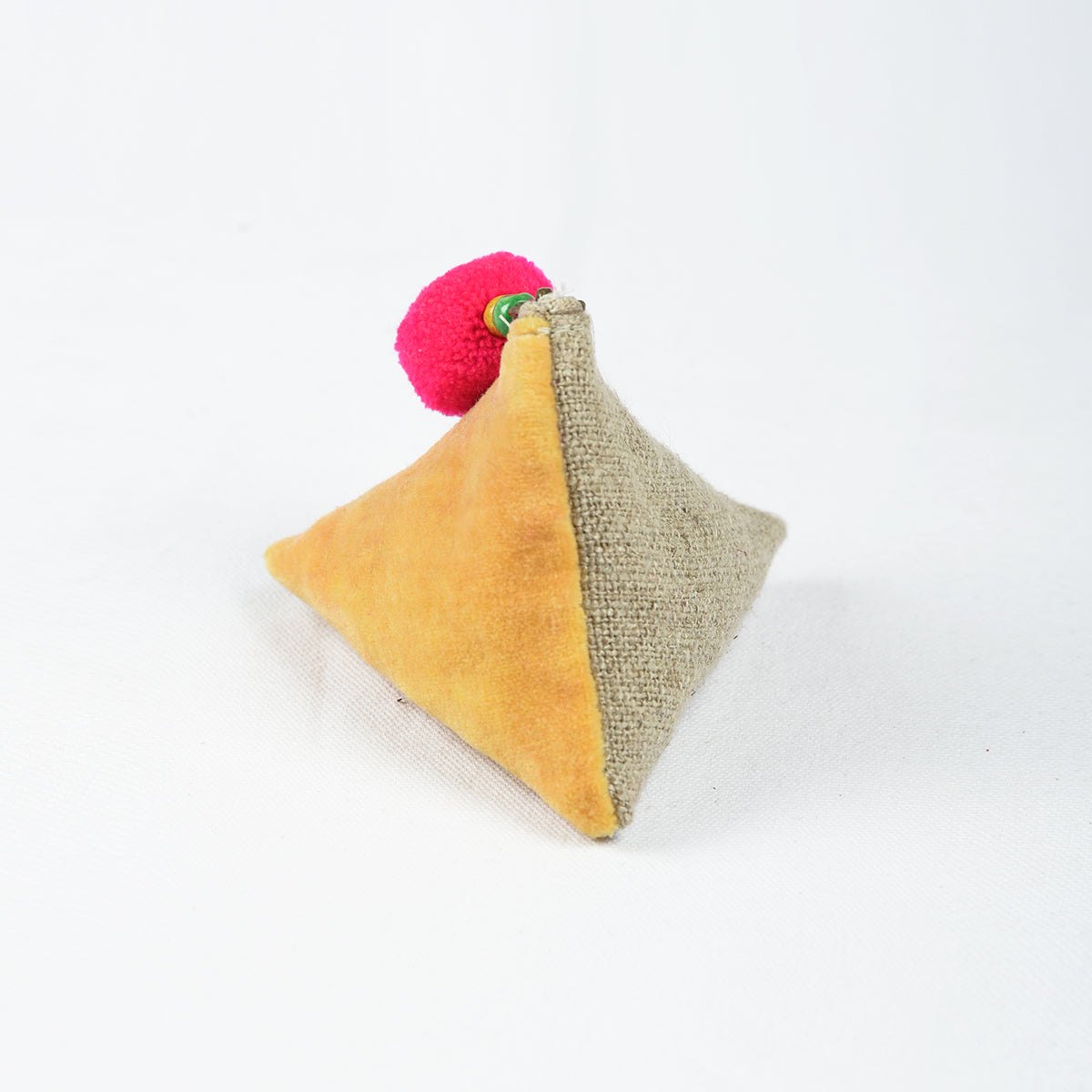 Yellow Fabric paper weight - velvet and linen fabric