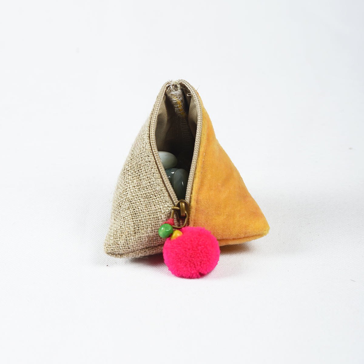 Yellow Fabric paper weight - velvet and linen fabric