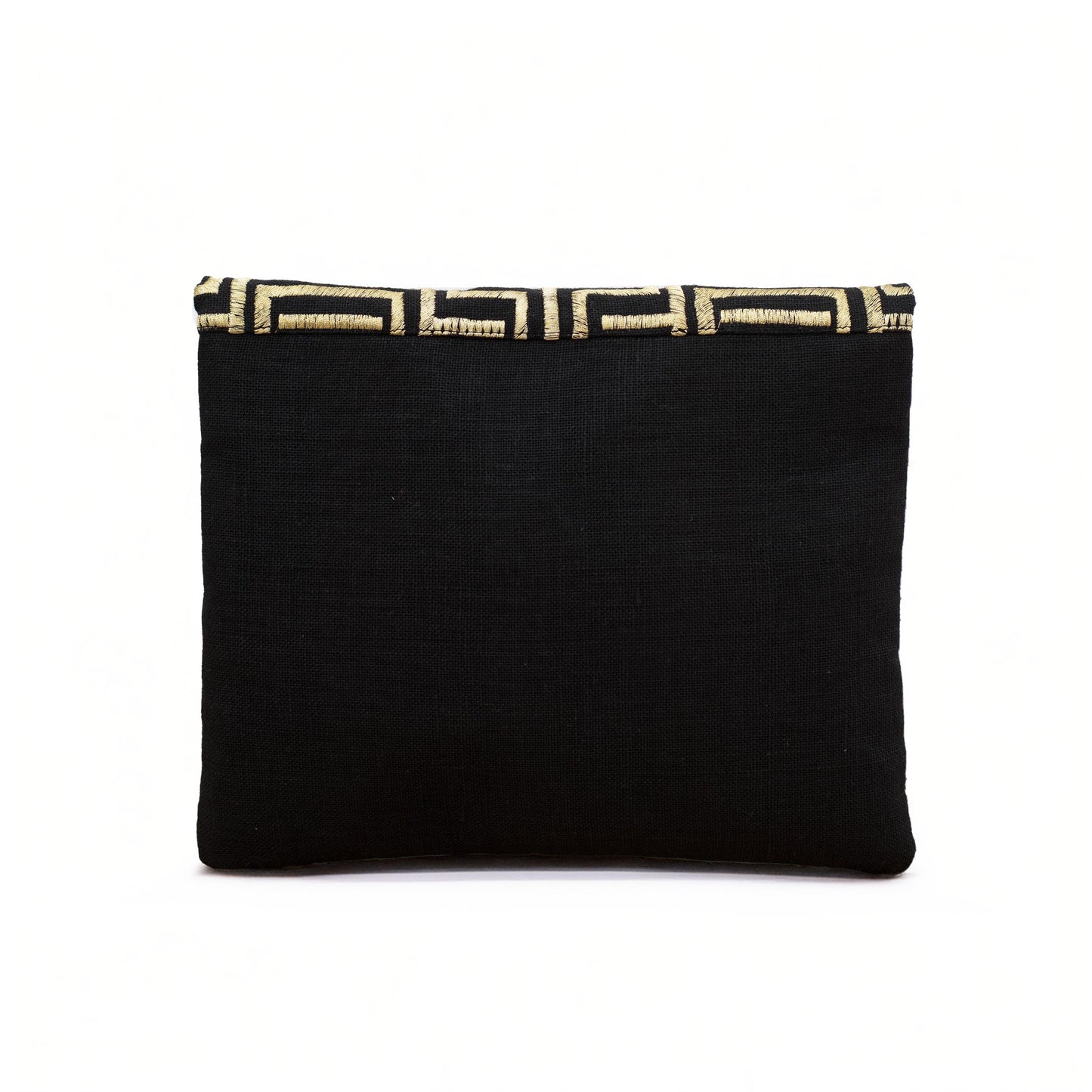 Mola - Black and gold embroidered foldover clutch