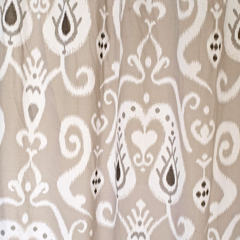 Ikat - Sheer cotton ikat print curtain panel in grey colour.