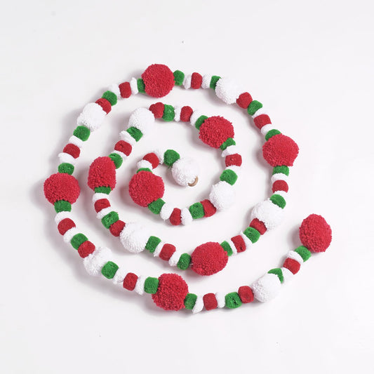 Christmas decor, Pompom garland, handmade, holiday decor, home decor, size 1 mt