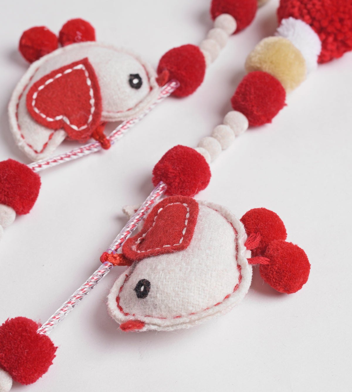 Christmas decor, Pompom and dove garland, holiday decor, sizes available
