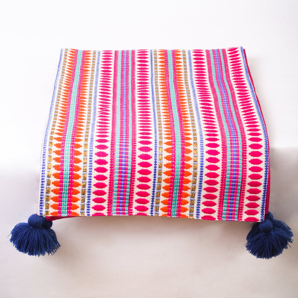 White and pink runner, Acrylic dobby, Bohemian table decor, sizes available
