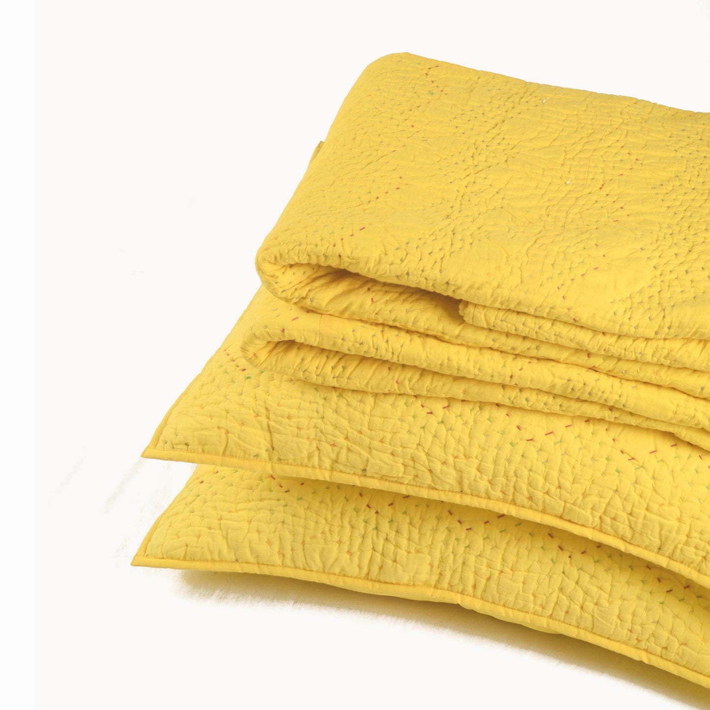 YELLOW Kantha quilt - chevron pattern quilted Pillow cases, sizes available
