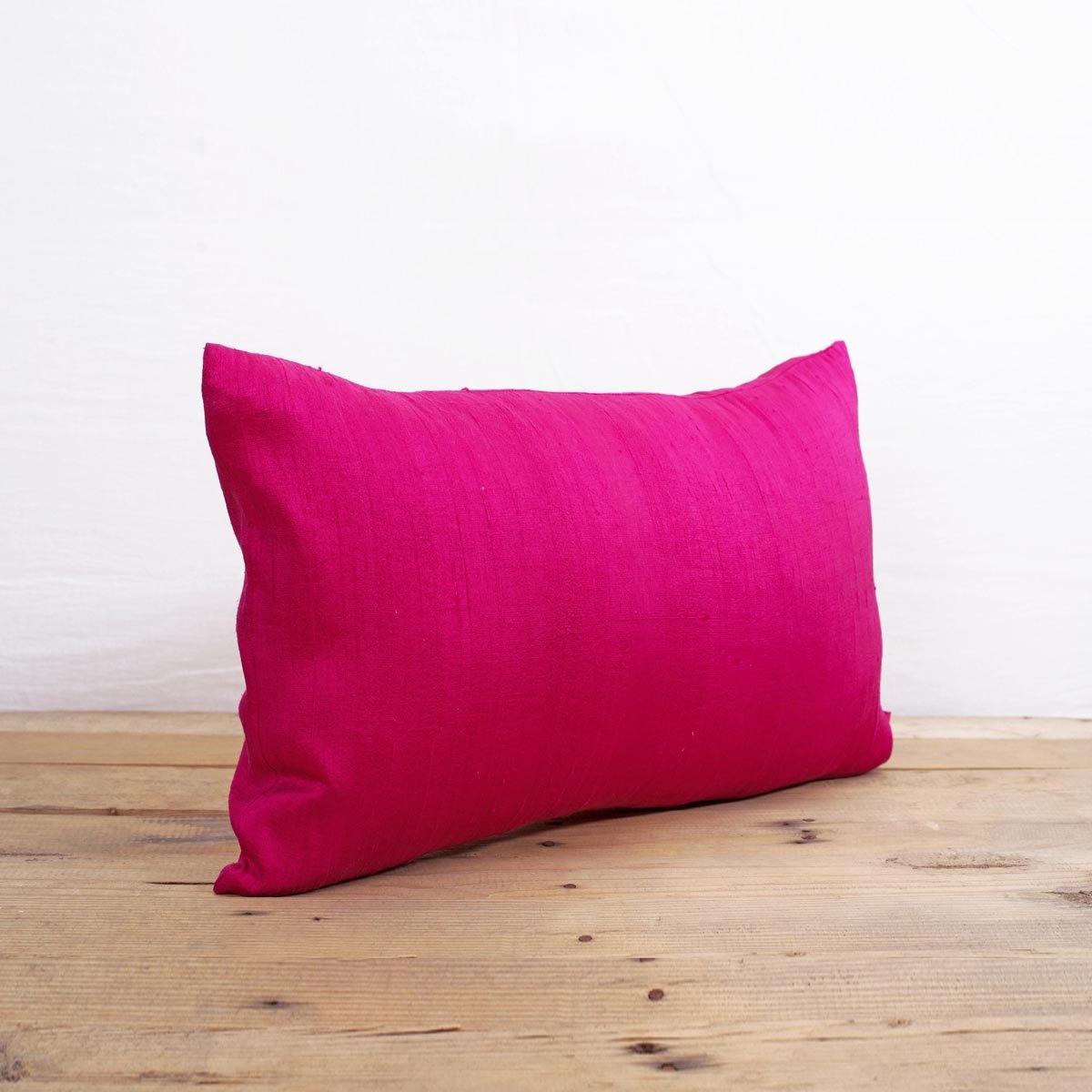 Hot pink solid pure silk pillow cover, sizes available