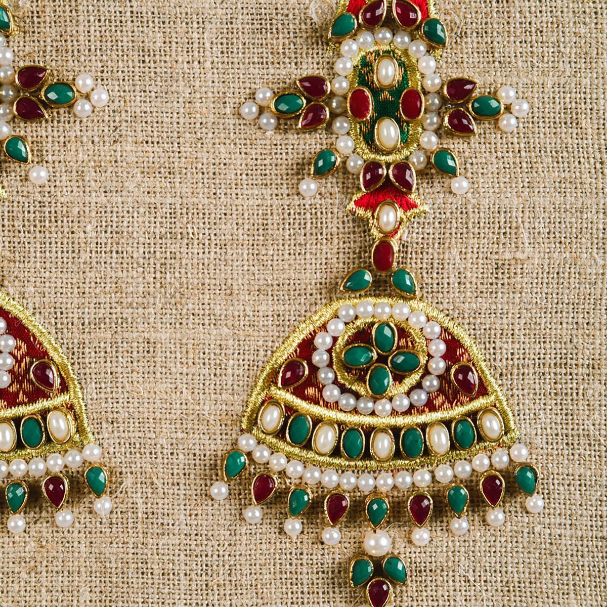 Jhumka Hoop art, Indian Jewellery embroidery, linen with colors, wall decor, size 10"