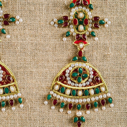EARRINGS royal Indian jewellery wall art, embroidery and applique in hoop OR wooden frame