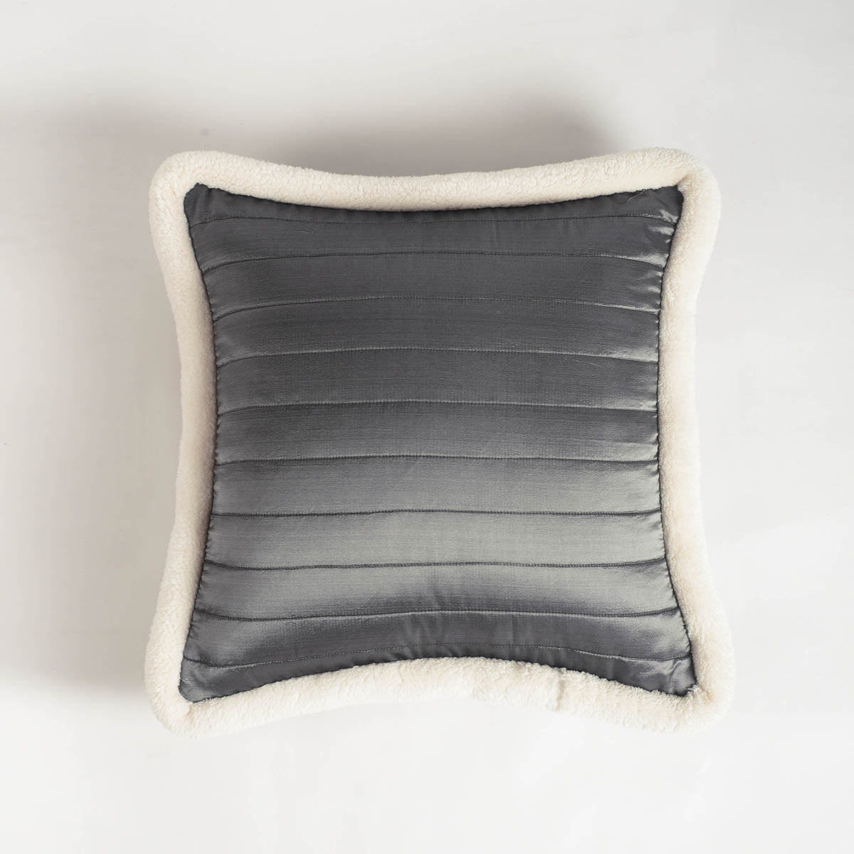 Svenska - Grey cushion cover, quilted, faux silk pillow, nordic style throw pillow cover