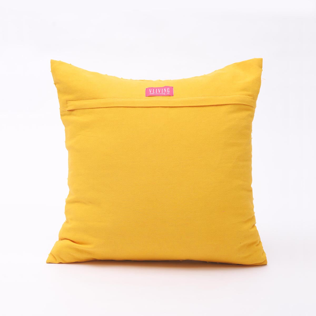 Yellow cotton pillow cover, geometric, arabesque, applique cushion