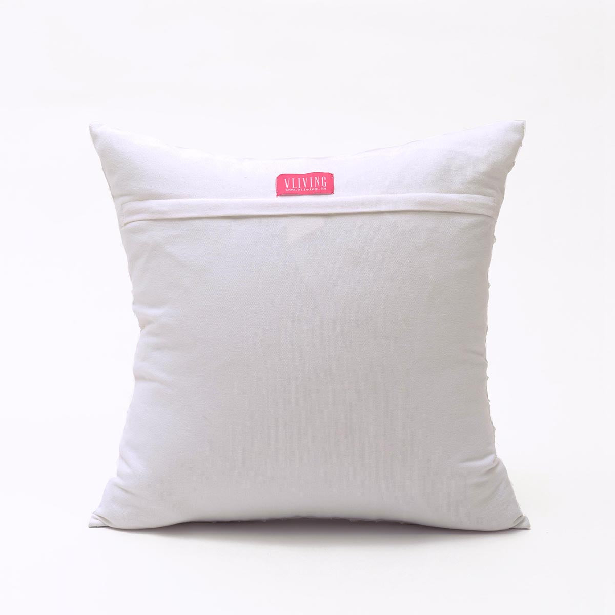 White cotton pillow cover, geometric, arabesque, appliqued cushion cover