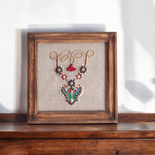 NECKLACE royal Indian jewellery wall art, embroidery and applique in hoop OR wooden frame
