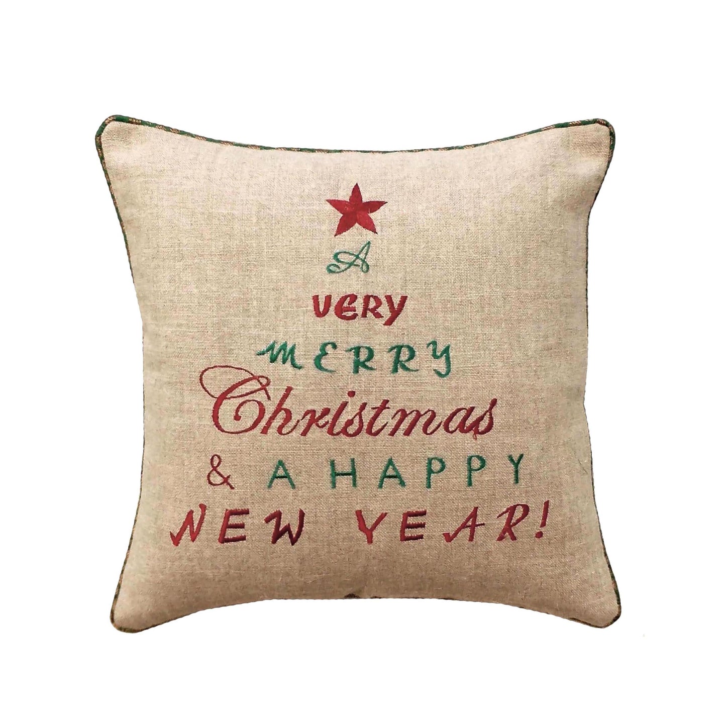Christmas and Happy New Year Linen Cushion Cover - Vliving