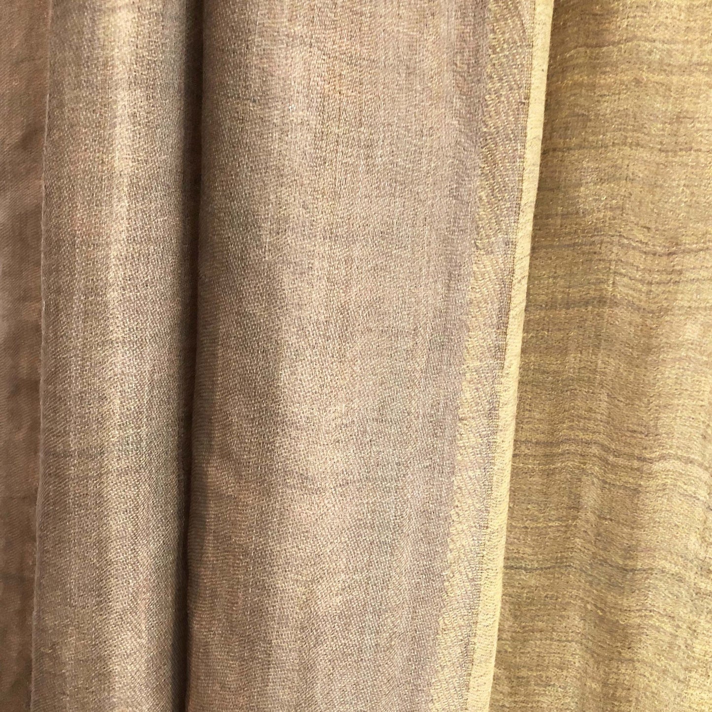 Mustard yellow and gold fine wool and zari scarf, reversible stole
