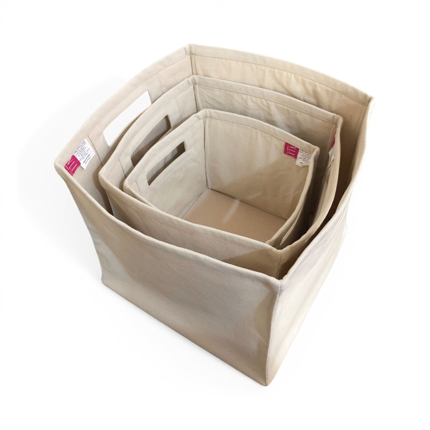 Square Storage Baskets in Natural Cotton Canvas - Vliving