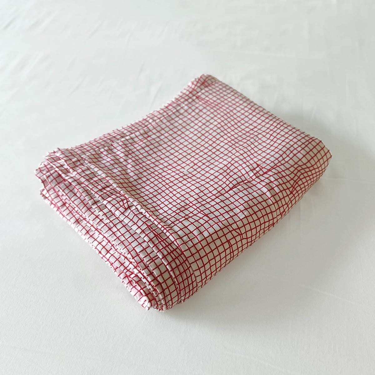 ILLUSION - Red check soft Cotton three layer dohar, sizes available