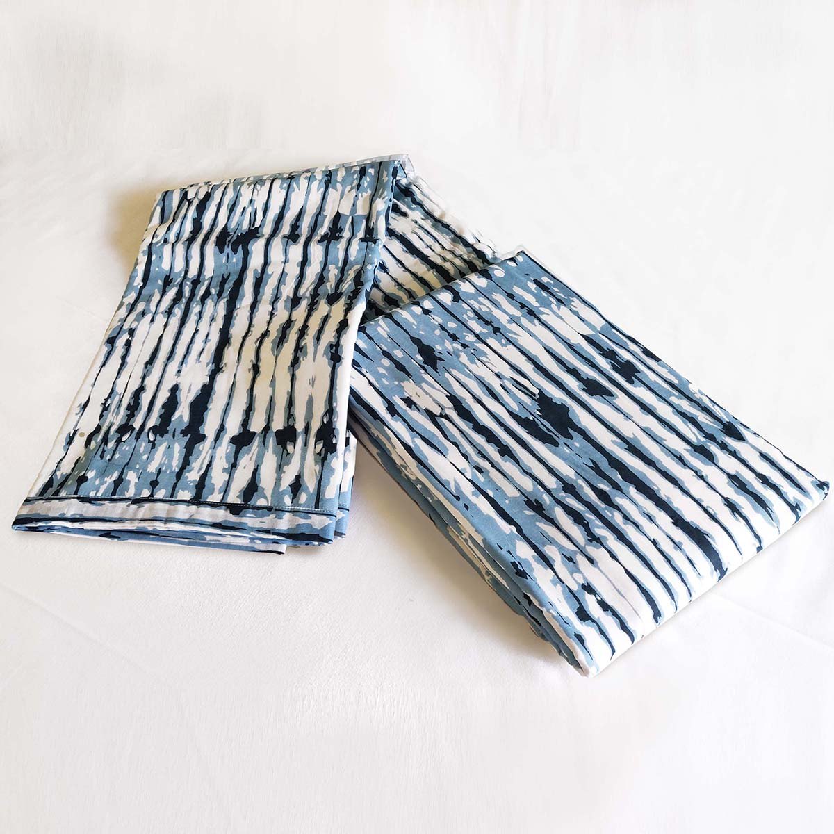 SHIBORI - Indigo stripe print soft Cotton blanket, three layer dohar, sizes available