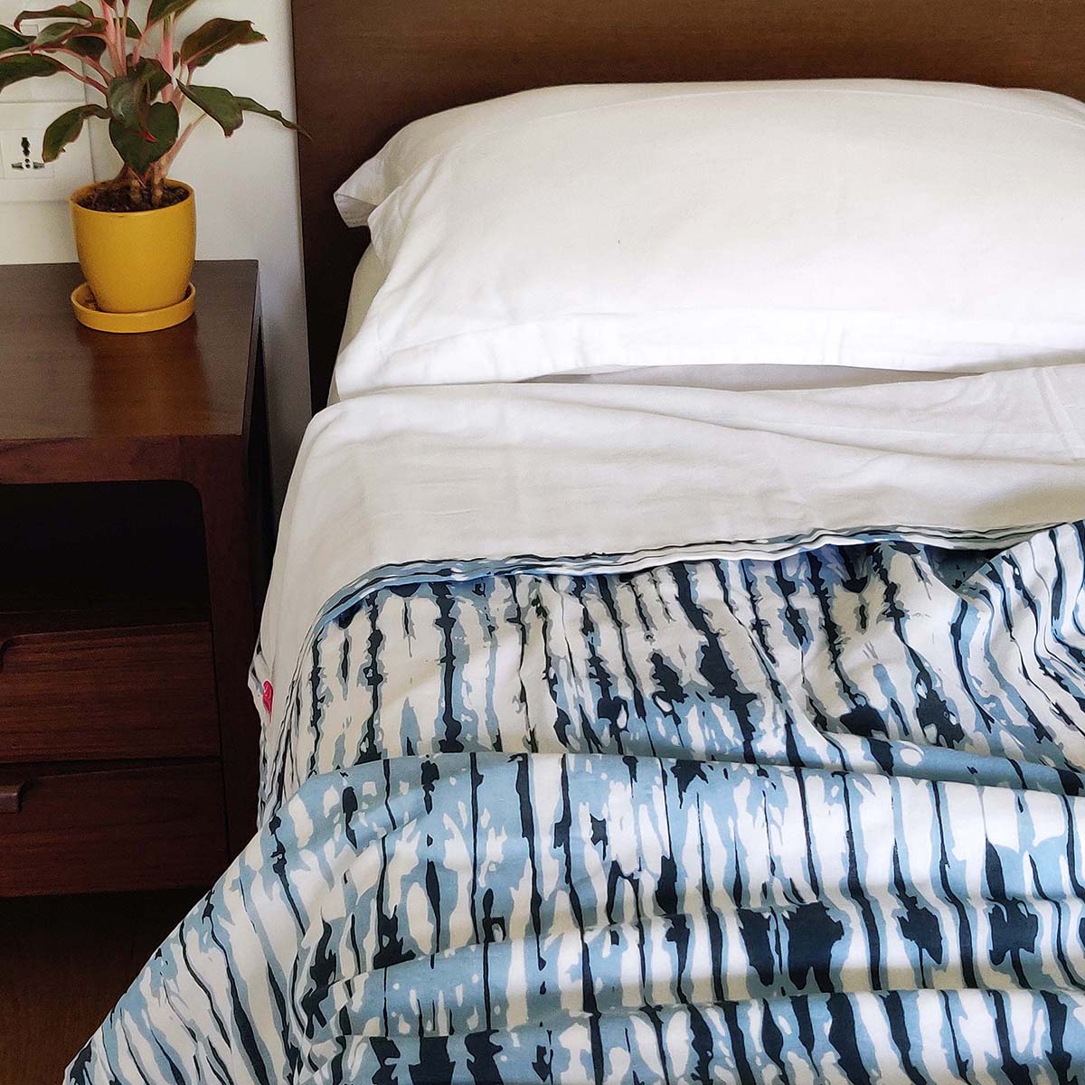 SHIBORI - Indigo stripe print soft Cotton blanket, three layer dohar, sizes available
