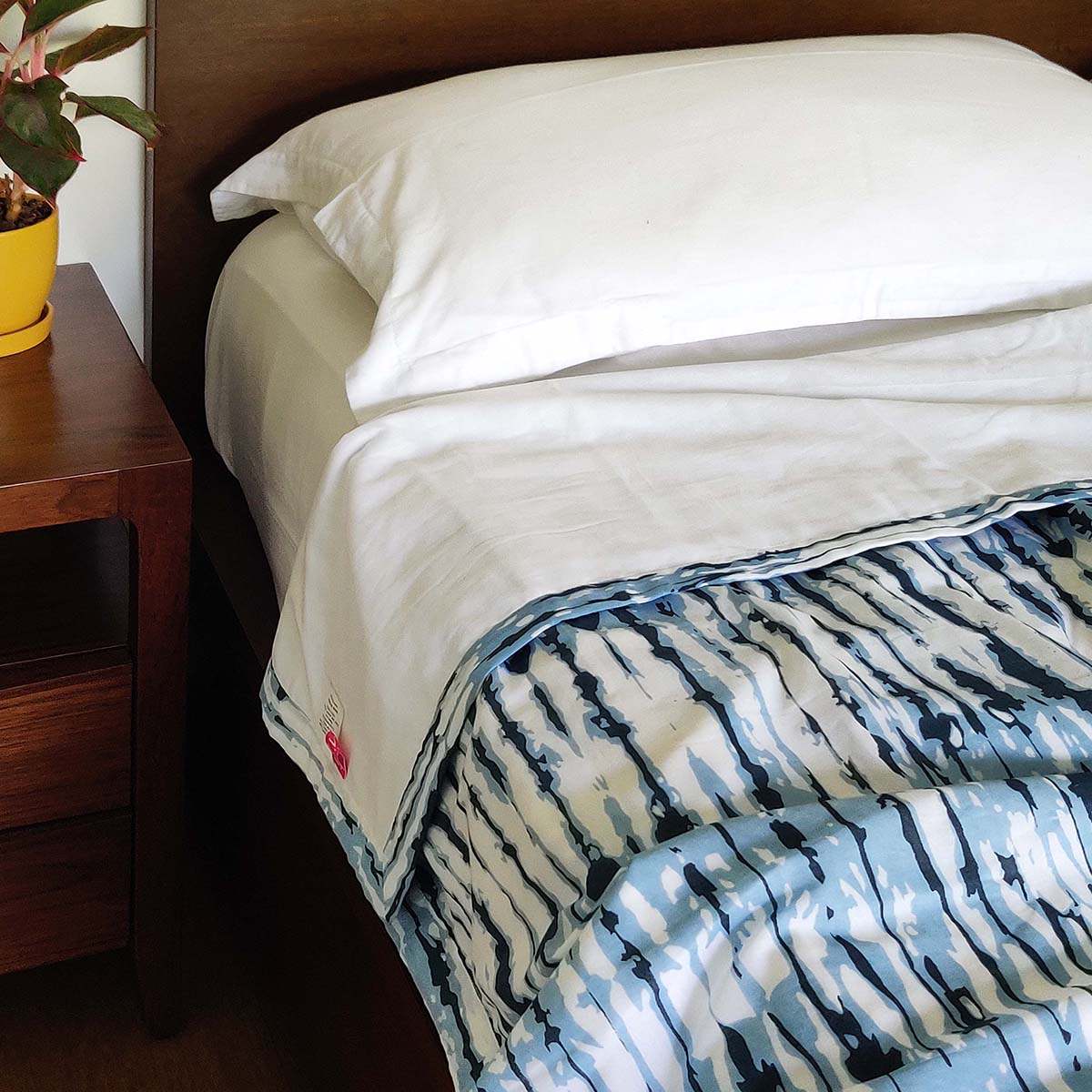 SHIBORI - Indigo stripe print soft Cotton blanket, three layer dohar, sizes available
