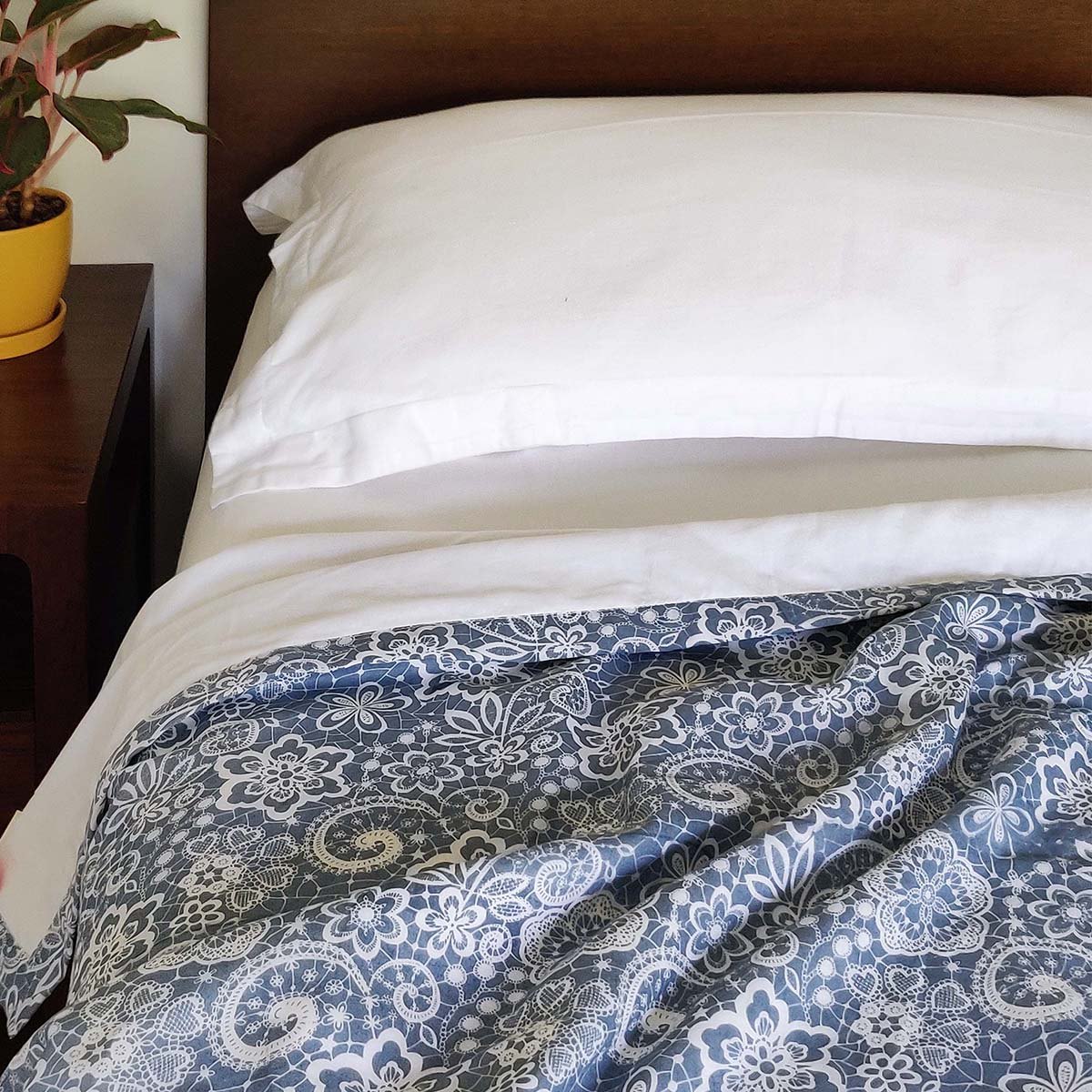 LACE print - Blue colour soft Cotton blanket, three layer dohar, sizes available