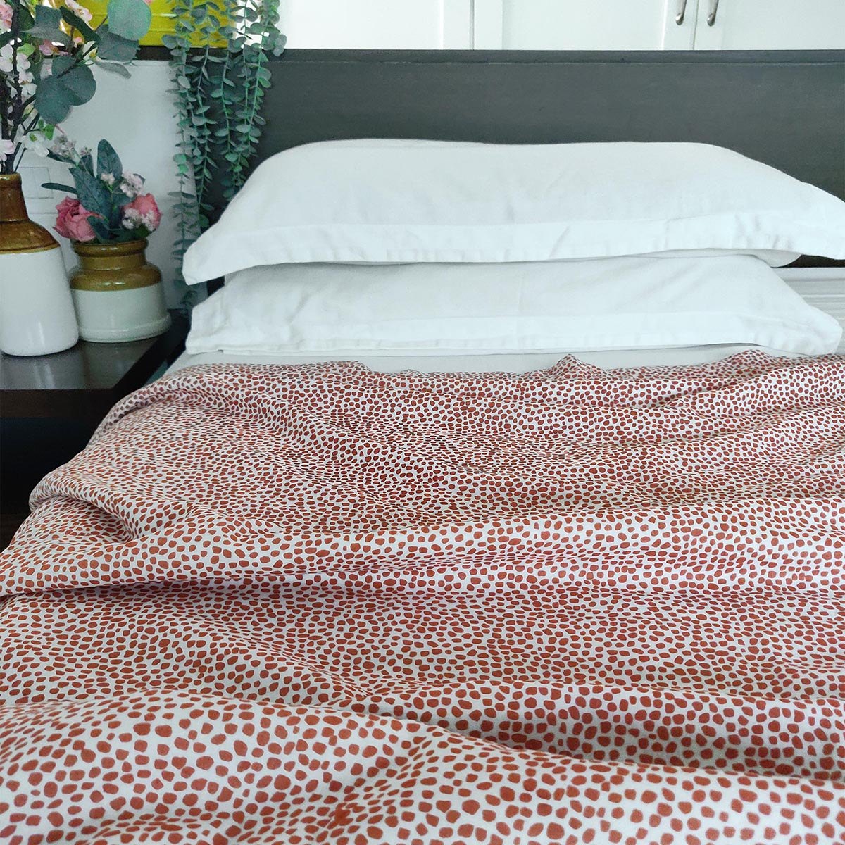 MODERN RETRO - Rust dot print soft Cotton three layer dohar, sizes available