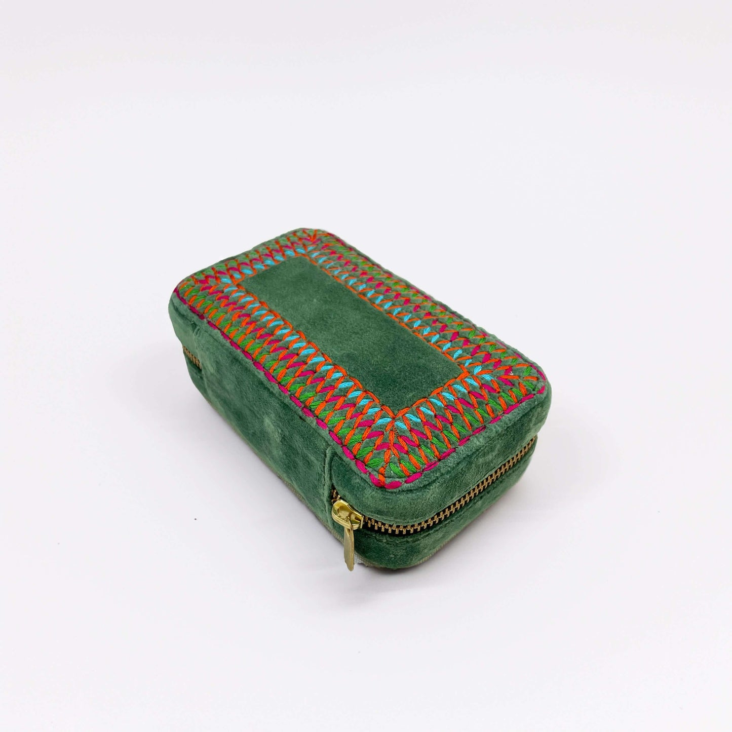 Tropical Green Rectangular Embroidered Jewellery box