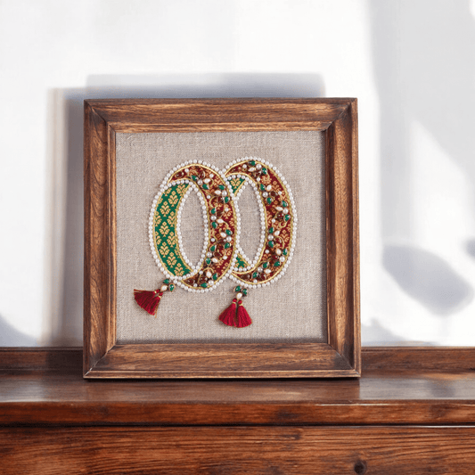 BANGLES royal Indian jewellery wall art, embroidery and applique in hoop OR wooden frame