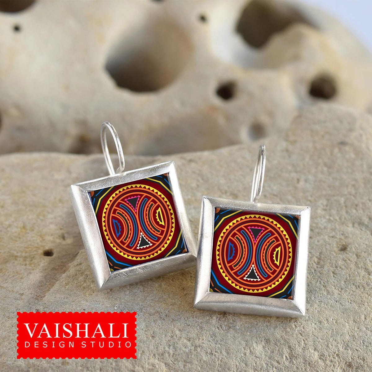 Multicolour Mola pattern - pendants, magnets, bezel trays, Digital Print download, 3 sheets