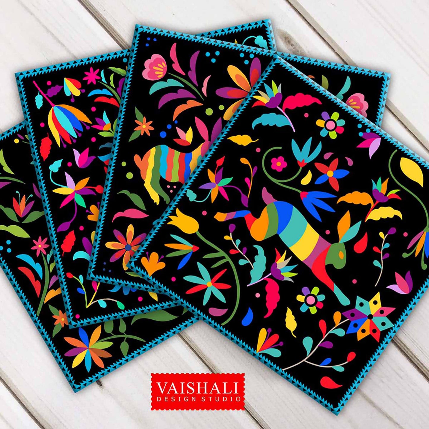 Mexican folk art - coaster print, Digital Print download, digital collage, 3.8x3.8 inch size, 1 sheet