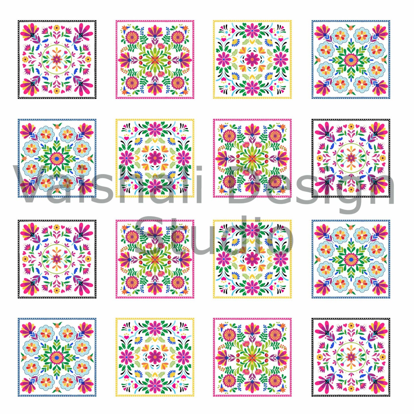 Mexican folk art - Digital Print download, 3 sheets, pendants, magnets, bezel trays