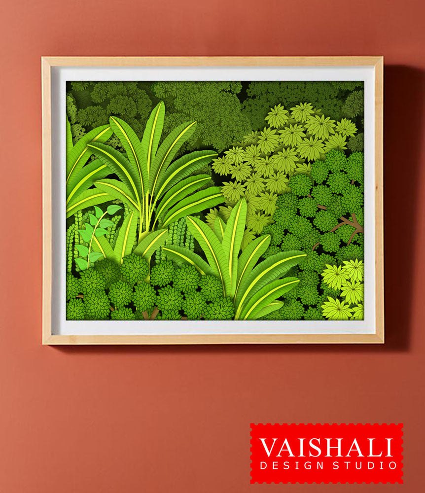 Pichwai art, Digital print download, tropical greens, 5 sizes
