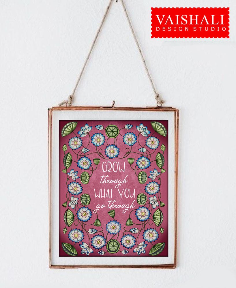 Lotus Pichwai art, Digital print download, 5 sizes