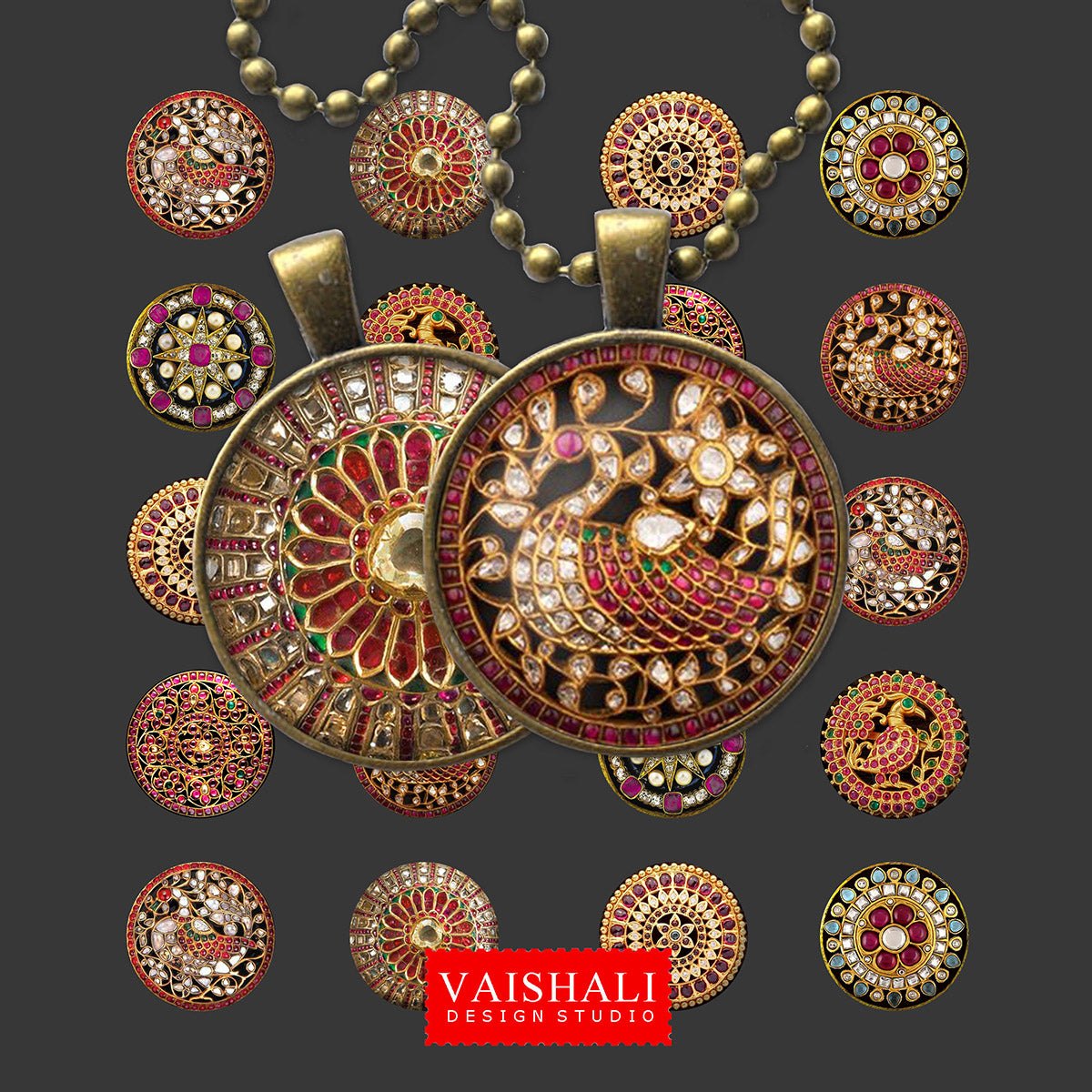 Maharaja Jewels - vintage jewellery, Digital Print download, 3 sheets, pendants, magnets, bezel trays
