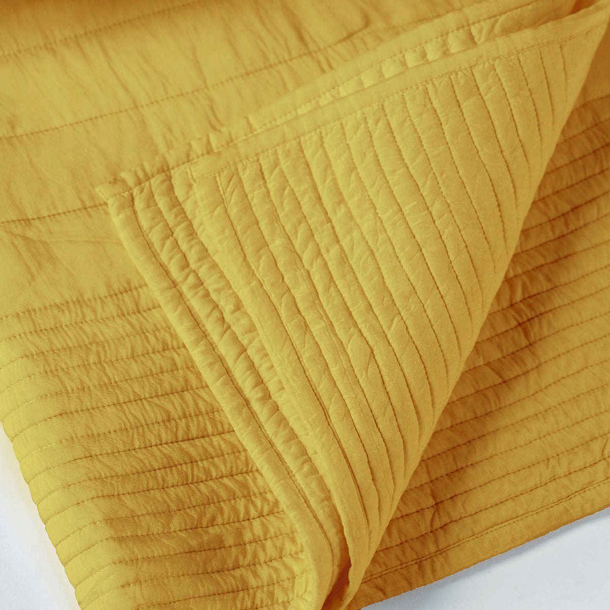 Yellow 300TC quilted bedspread, stripe pattern luxury quilt, Sizes available