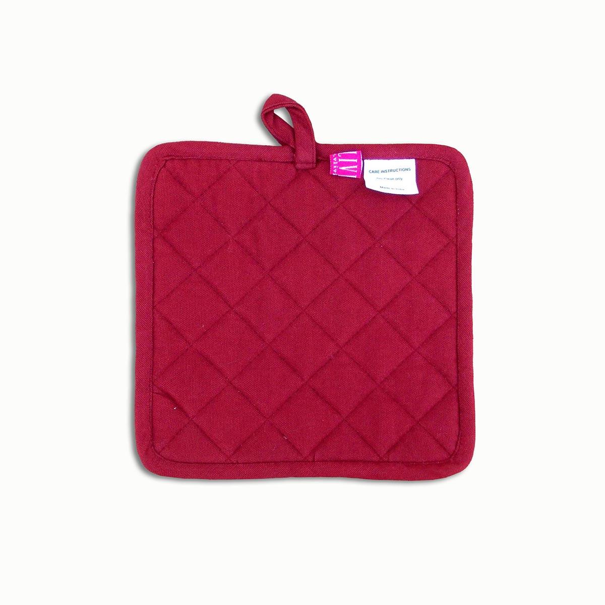 Kalamkari Maroon quilted oven mitt, quilted potholder, kitchen accessory, pure cotton
