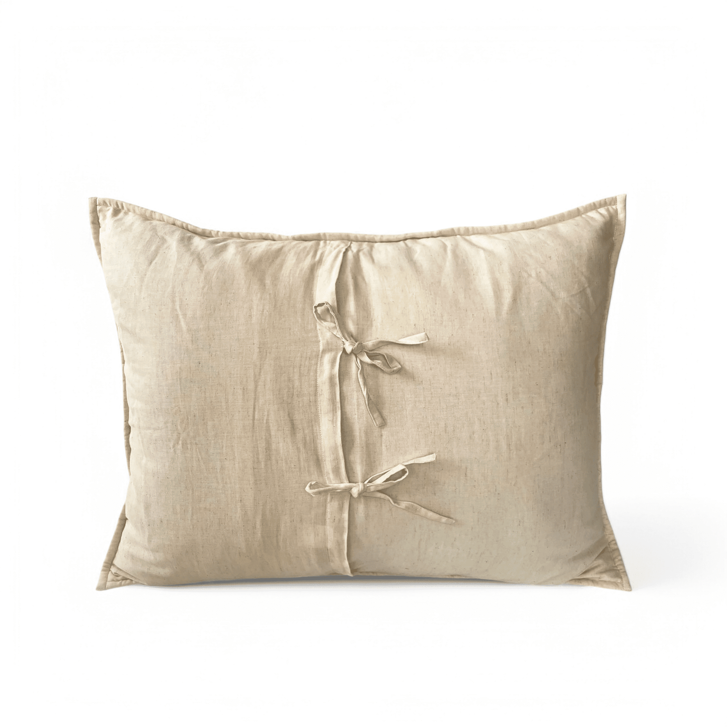 PILLOW SHAM - Beige cotton linen fabric with CIRCLE pattern quilting, Sizes available