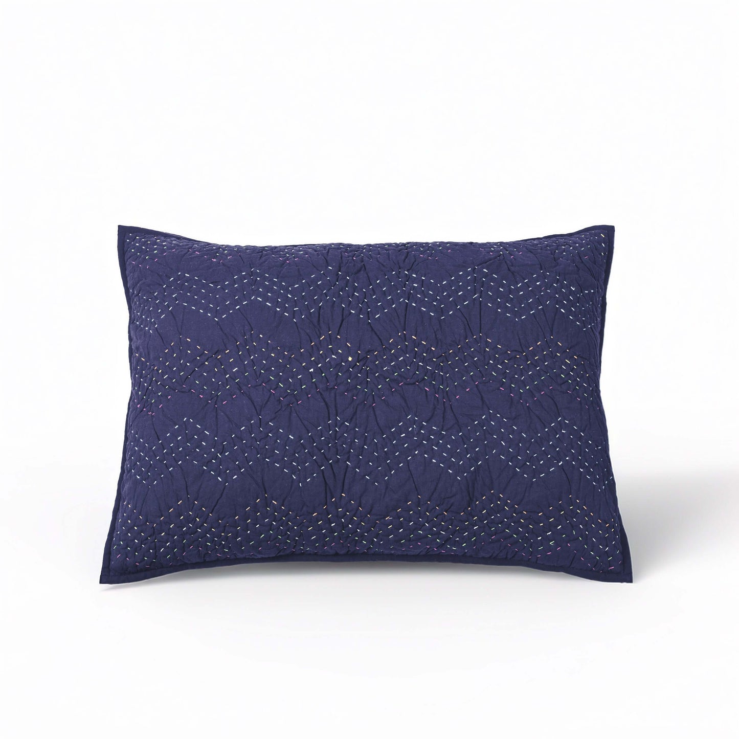 INDIGO Kantha quilted bed set - chevron pattern quilting, sizes available