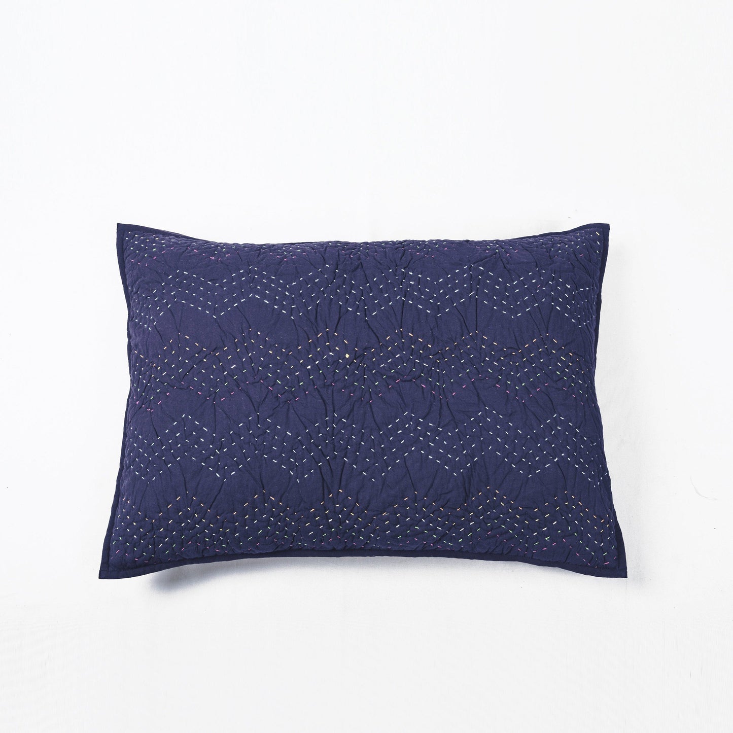 INDIGO Kantha quilt - chevron pattern quilting - Quilted Pillow case, sizes available