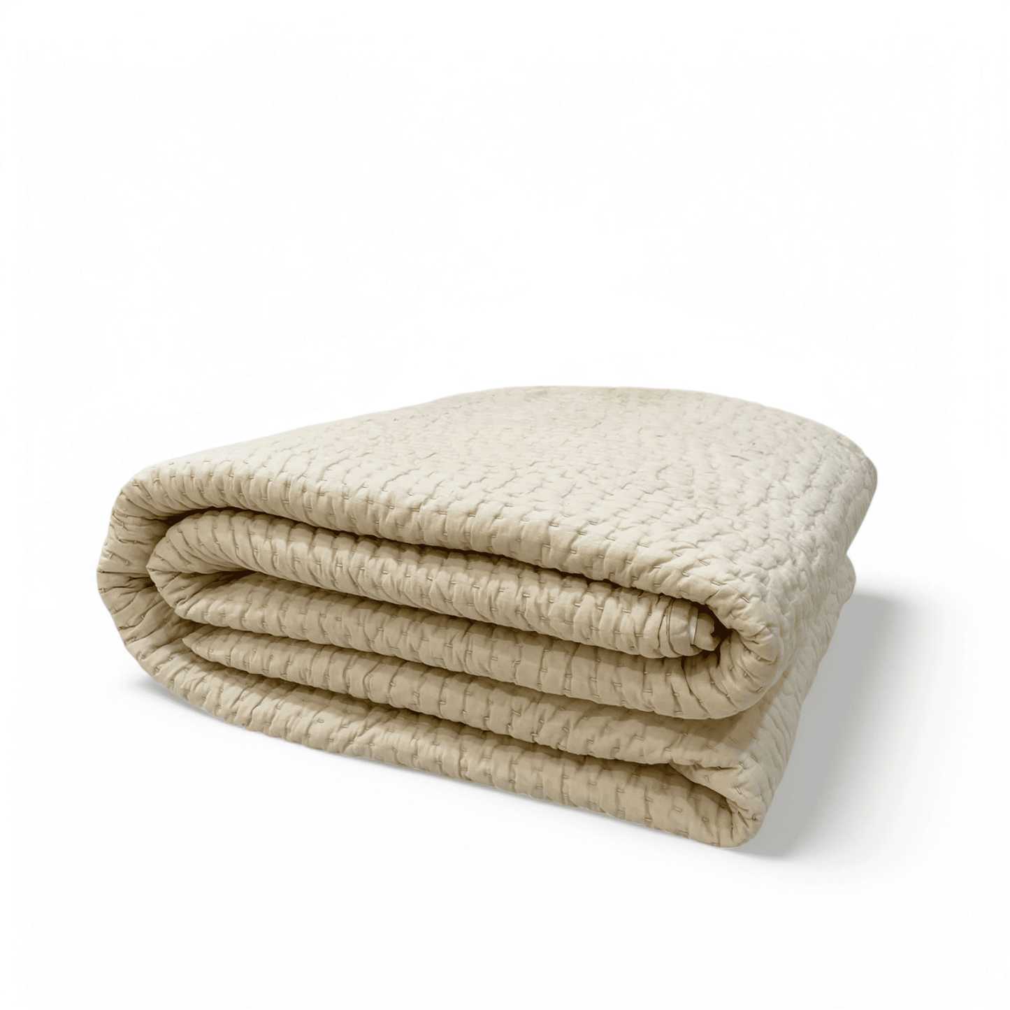 SANDSTONE colour handmade Kantha cotton Quilted bed set, Sizes available