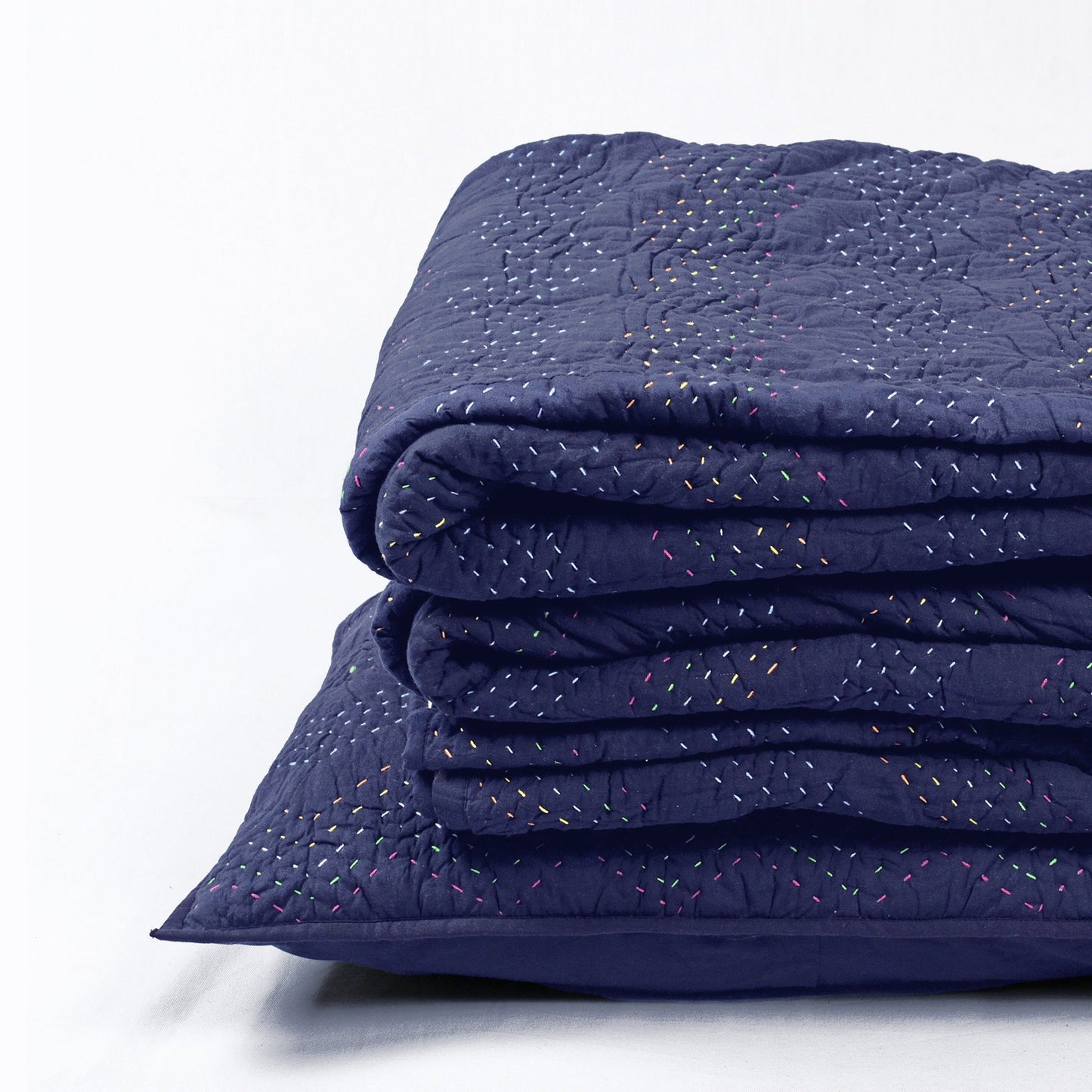 INDIGO Kantha quilt - chevron pattern quilting - Quilt set / Quilt / Pillow case available