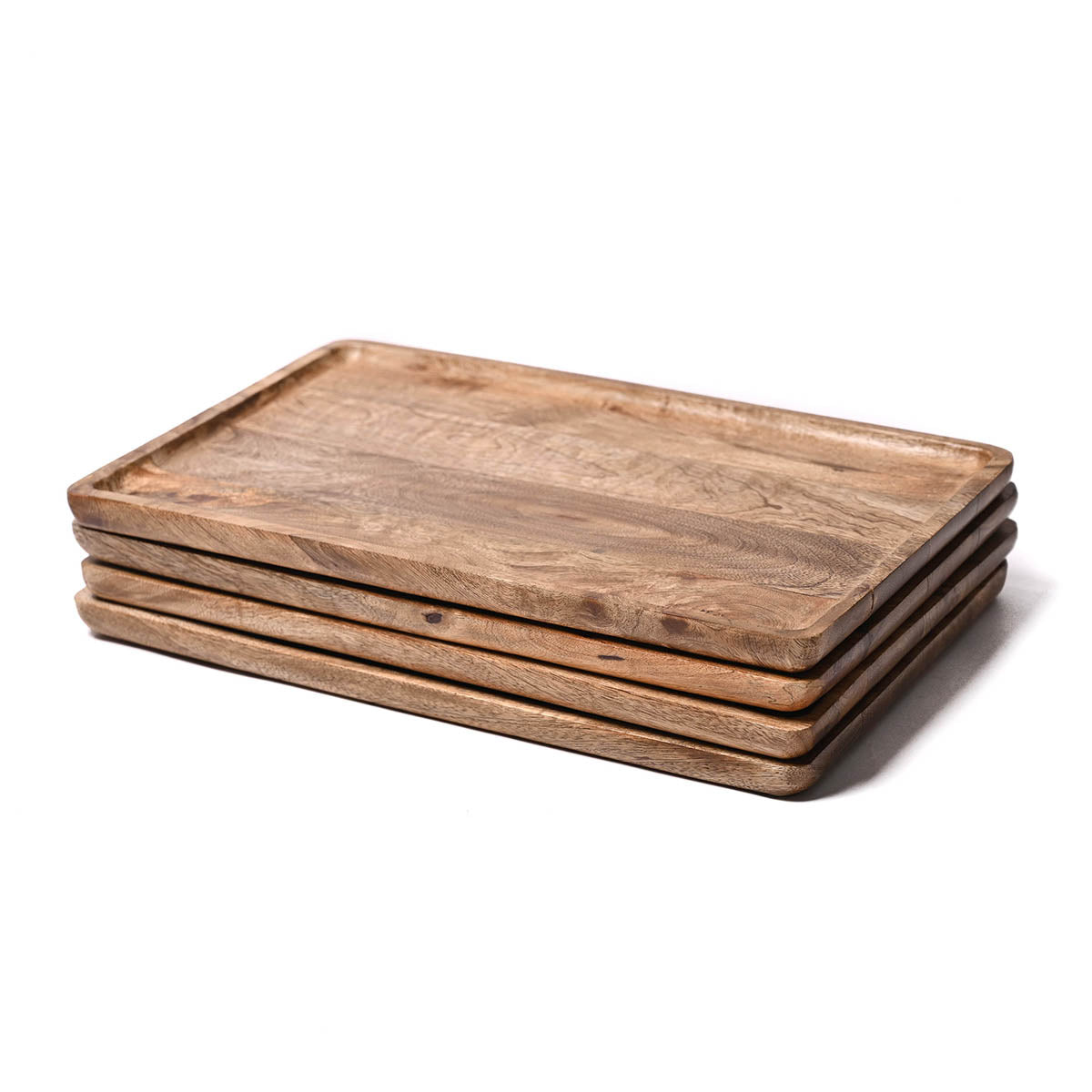 Wooden serving round edged tray rustic mango wood farmhouse decor 10X15 inches