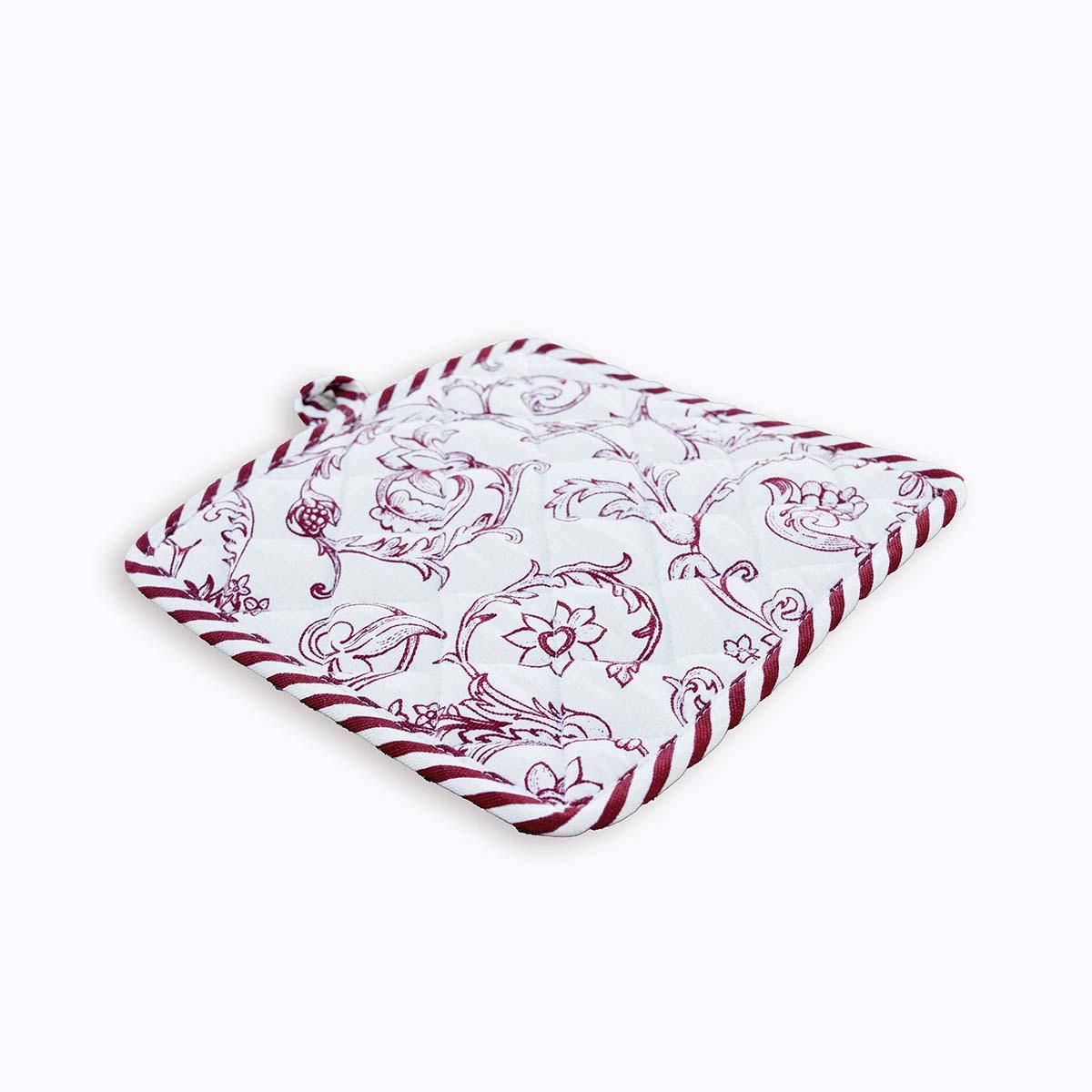 RED SWIRL Victorian print Pot holder and Glove